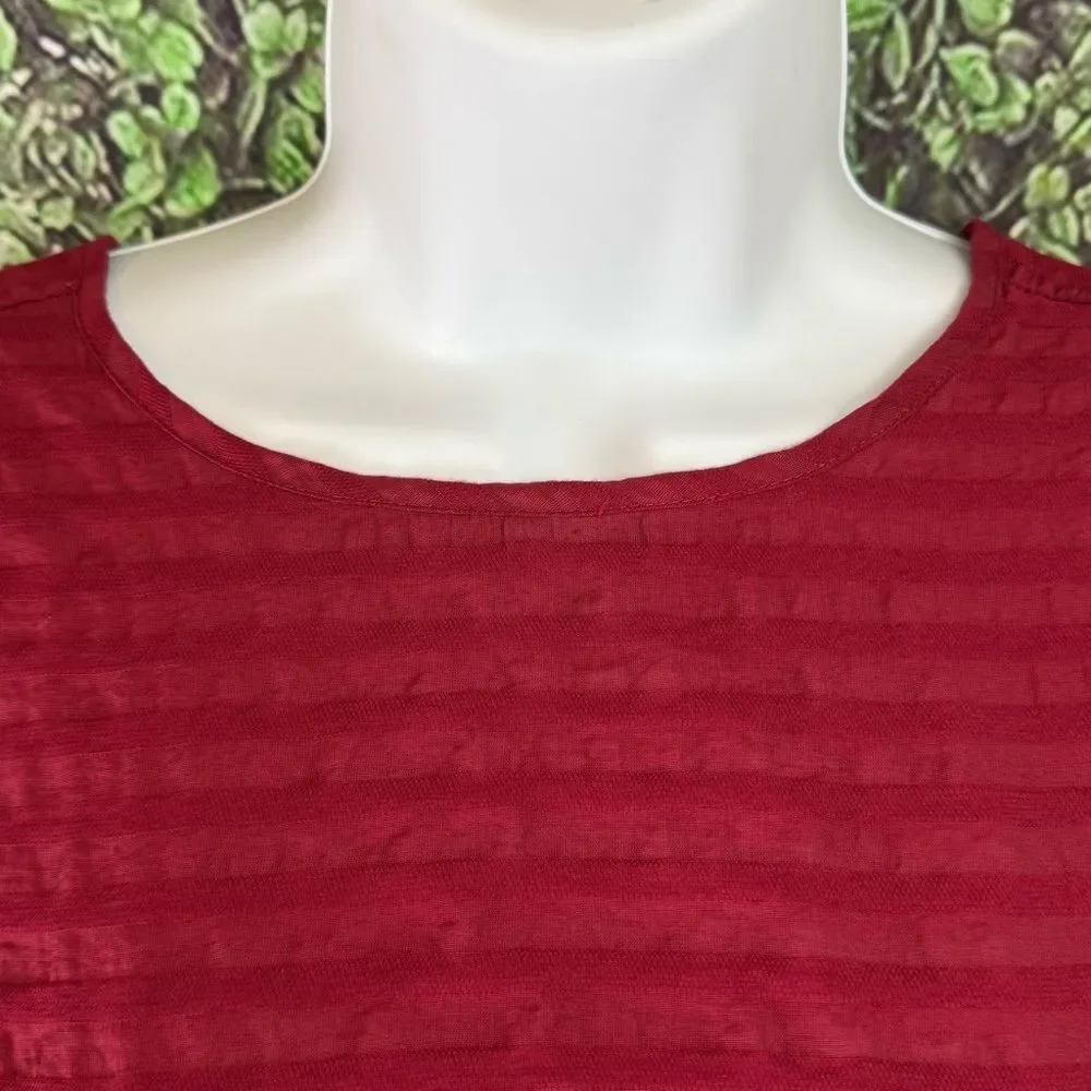 Loft striped wrap cropped v back elegant top puff sleeve casual blouse XS